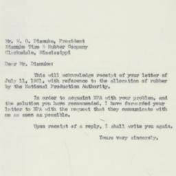 Letter: 1951 July 18