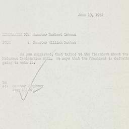 Memorandum: 1952 June 13