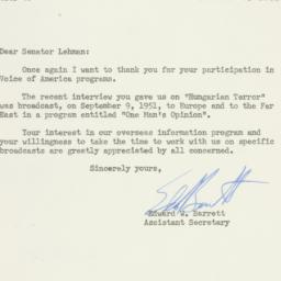 Letter: 1951 October 2