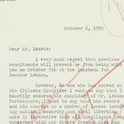 Letter: 1950 October 2