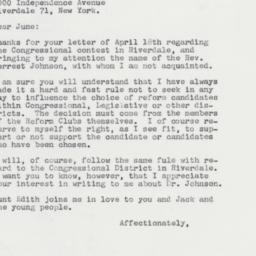 Letter: 1962 April 23