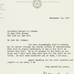Letter: 1947 September 22