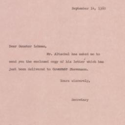 Letter: 1960 September 14
