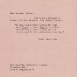 Letter: 1960 August 15