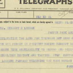 Telegram: 1939 August 8