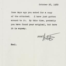 Letter: 1960 October 26