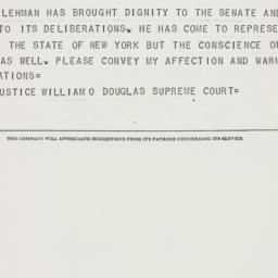 Telegram: 1954 December 13