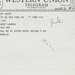 Telegram: 1960 December 11