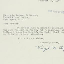 Letter: 1950 November 15