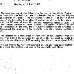 Announcements, 1979-03-09. ...