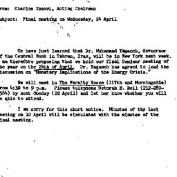 Announcements, 1974-04-15. ...
