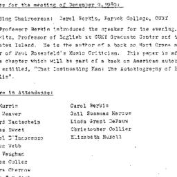 Minutes, 1980-12-09. Early ...