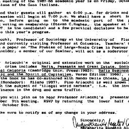 Announcements, 1987-09-21. ...