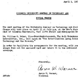 Announcements, 1963-04-01. ...