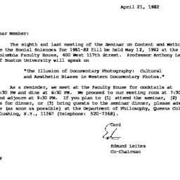 Correspondence, 1982-04-21....