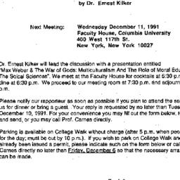Announcements, 1991-12-11. ...