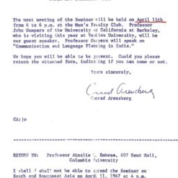 Announcements, 1966-04-11. ...
