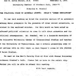 Announcements, 1970-02-09. ...