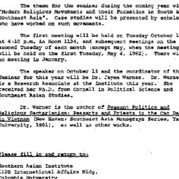 Announcements, 1982-10-13. ...