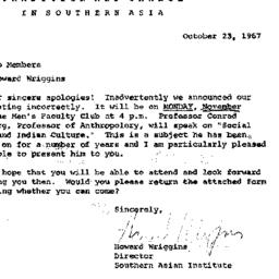 Announcements, 1967-10-23. ...