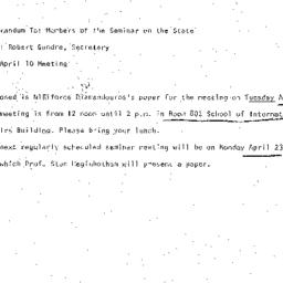 Announcements, 1973-04-10. ...