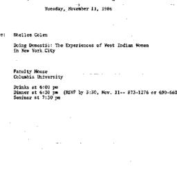 Announcements, 1986-11-11. ...