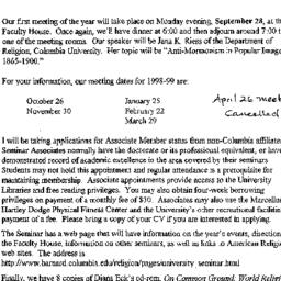 Announcements, 1998-09-28. ...