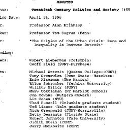 Minutes, 1996-04-16. Twenti...
