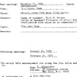 Announcements, 1974-12-13. ...