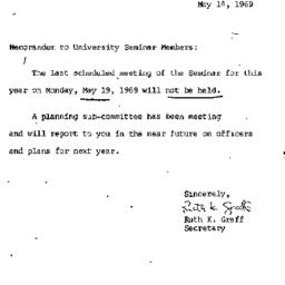 Announcements, 1969-05-14. ...