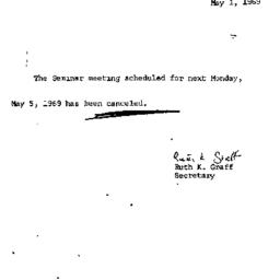 Announcements, 1969-05-01. ...