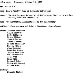 Minutes, 1970-10-15. Higher...