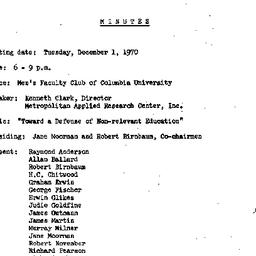 Minutes, 1970-12-01. Higher...
