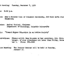 Announcements, 1970-12-08. ...