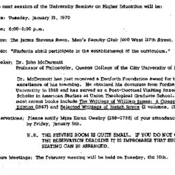 Announcements, 1970-01-13. ...