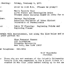 Announcements, 1971-02-05. ...