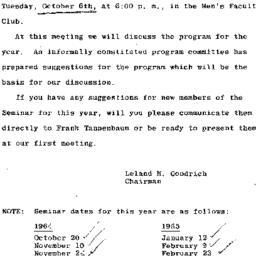 Announcements, 1964-10-06. ...