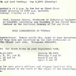 Announcements, 1973-05-09. ...