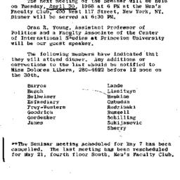 Announcements, 1968-04-30. ...