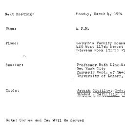 Announcements, 1991-03-04. ...
