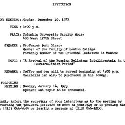 Announcements, 1973-12-10. ...