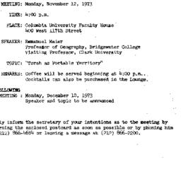 Announcements, 1973-11-12. ...