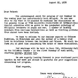 Announcements, 1957-08-25. ...