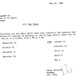 Announcements, 1984-05-15. ...