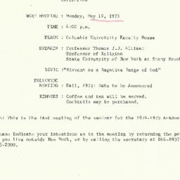 Announcements, 1975-05-12. ...