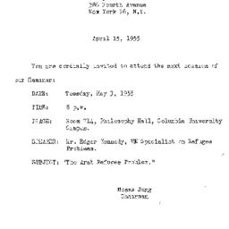 Announcements, 1955-04-15. ...