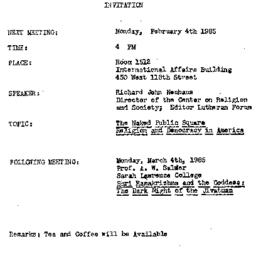 Announcements, 1985-02-04. ...