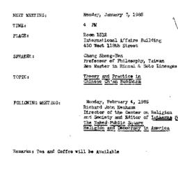 Announcements, 1985-01-07. ...