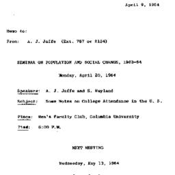Announcements, 1964-04-09. ...