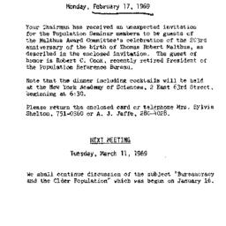 Announcements, 1969-02-17. ...
